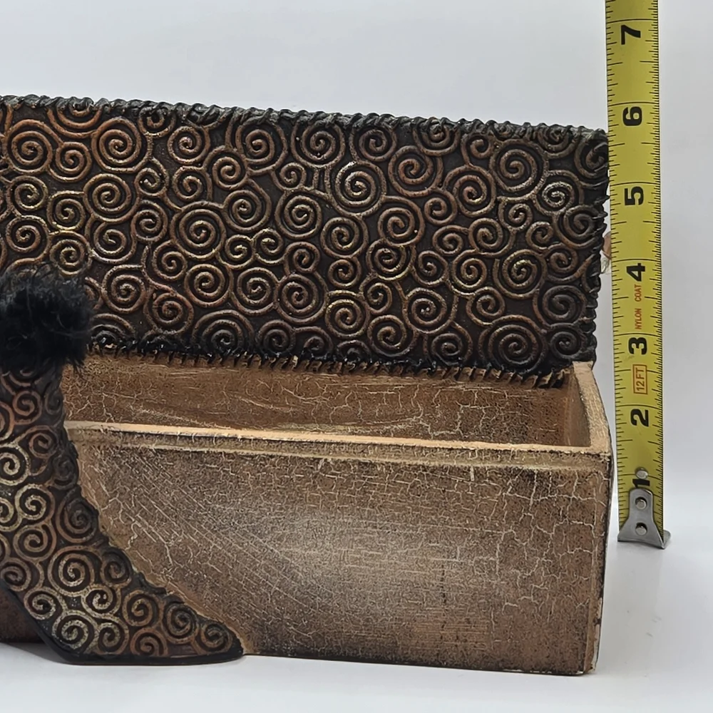 Vanity Organizer Trinket Box Glam High Heel Shoe with Feathers Exotic Design